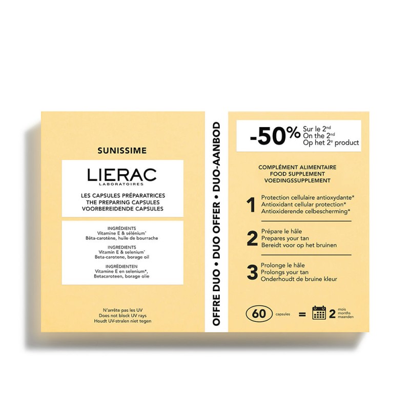 Lierac SUNISSIME tanning preparer capsules pack 2 x 30 capsules